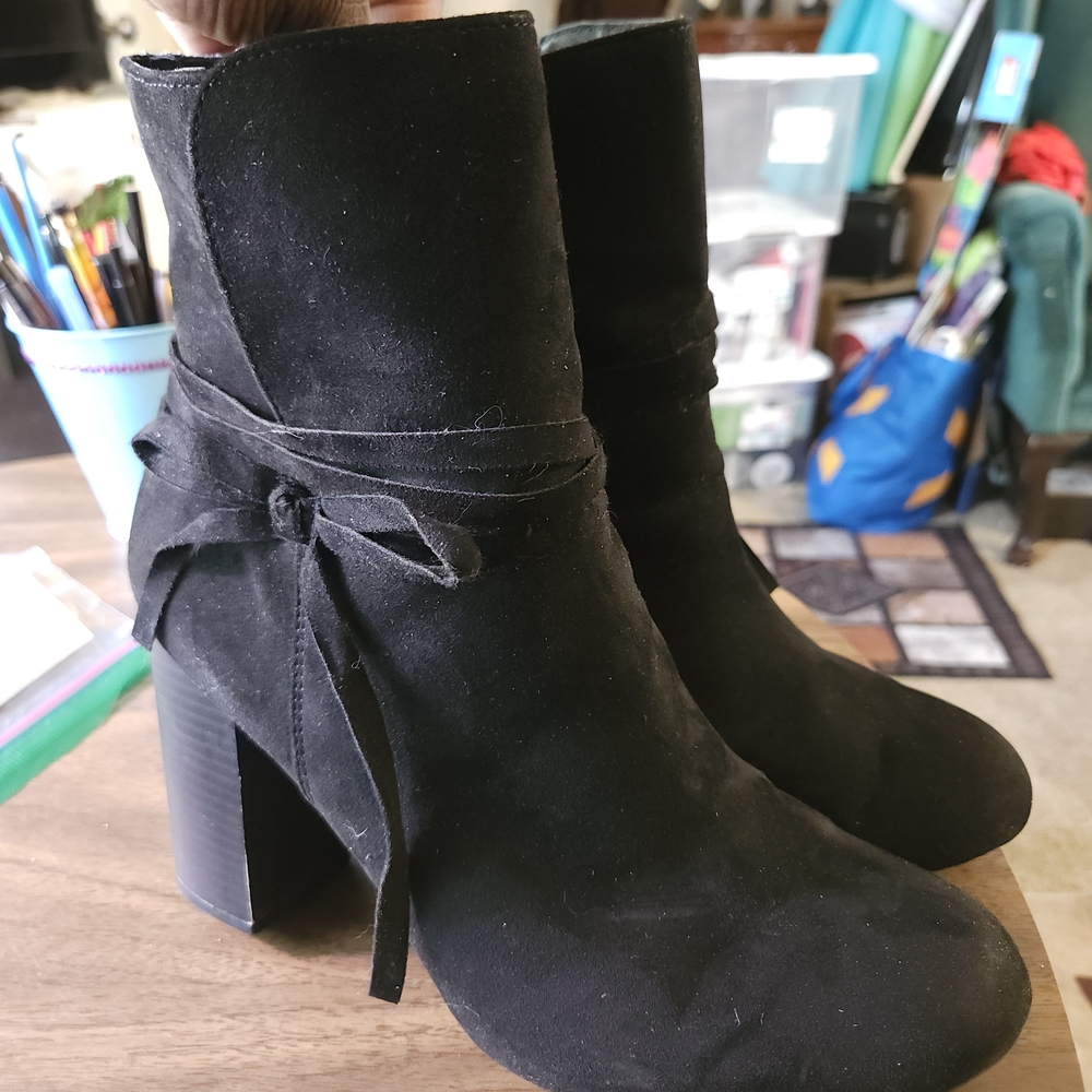 Valencia Black Suede Ankle Boots